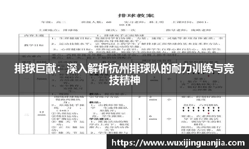 排球巨献：深入解析杭州排球队的耐力训练与竞技精神